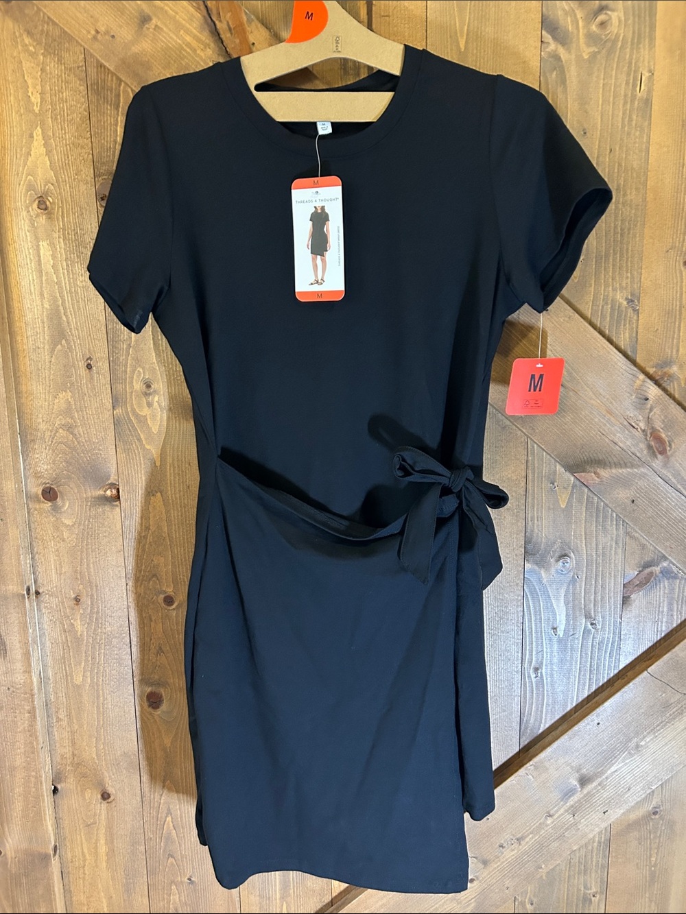 NWT Threads 4 Thought Black Short Sleeve Wrap Dress
